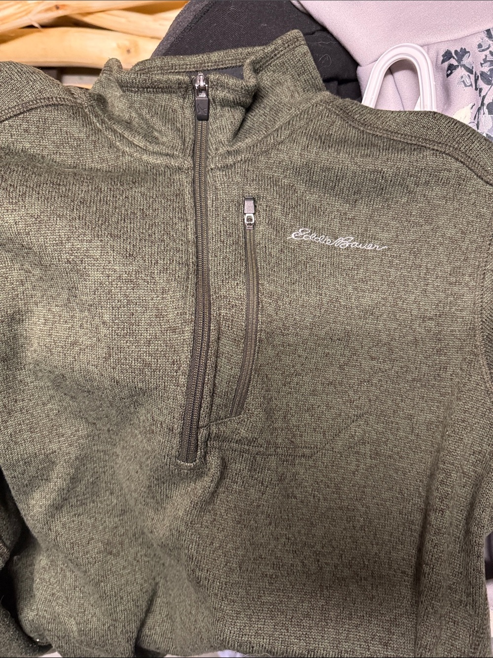 Eddie Bauer Dark Olive Green Half-Zip Fleece Pullover - Picture 8 of 9